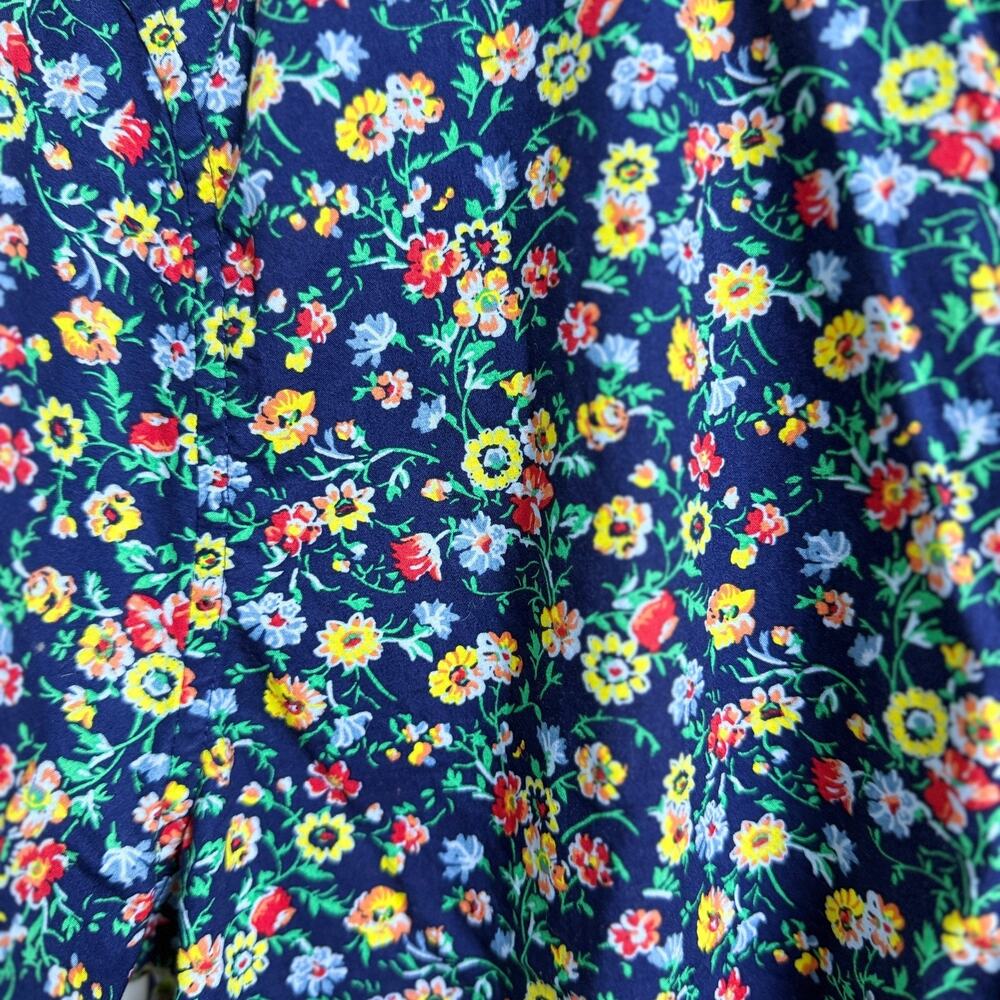 Lands End Mens Sz Large Blue Floral Camp Shirt Oeko Tex Dadcore Vacation Preppy - Picture 3 of 8